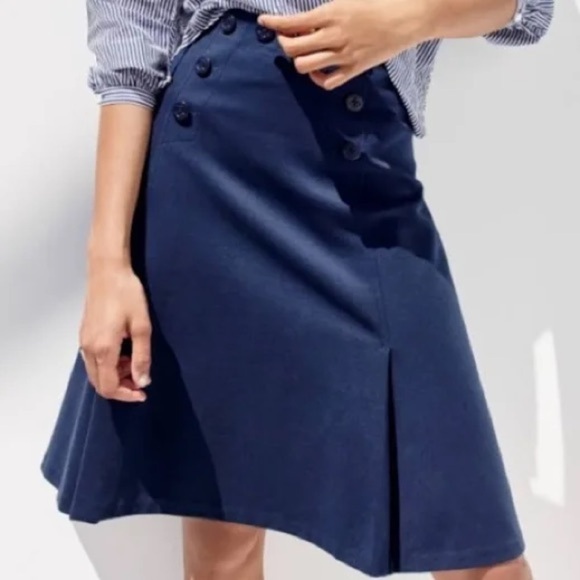 J. Crew Dresses & Skirts - J. Crew Navy Ponte A-Line Skirt EUC Size 8 Cotton Blend Nautical Sailor Anchor